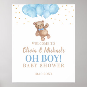 Oh Pojke Baby Shower Party Välkomstaffisch Poster