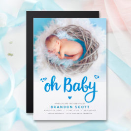Oh Pojke Birth Announcement Photo Magnetic Card