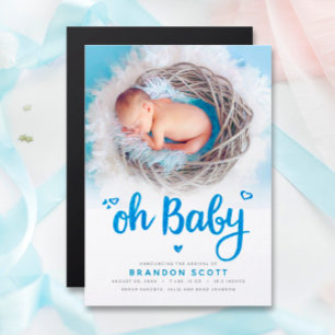 Oh Pojke Birth Announcement Photo Magnetic Card