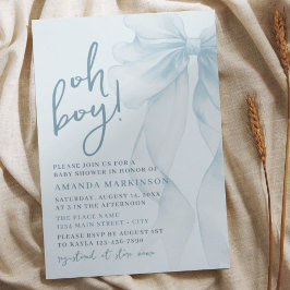 Oh Pojke Blå Akvarellbåge Baby Shower Inbjudan
