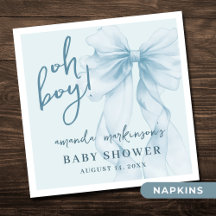 Oh Pojke Blå Akvarellbåge Baby Shower