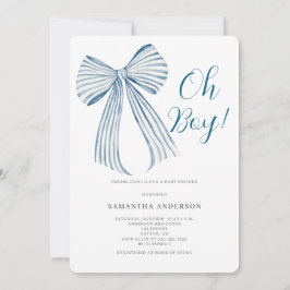 Oh Pojke Blå Band Baby Shower Inbjudningar