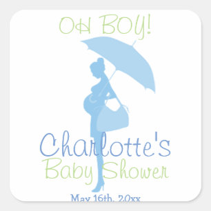 OH-POJKE! BlåttSilhouettebaby shower Fyrkantigt Klistermärke