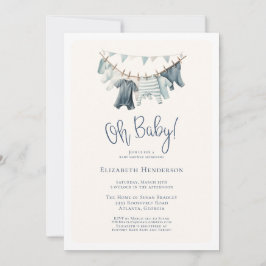 Oh Pojke Clothes on Clothesline Baby Shower Inbjudningar