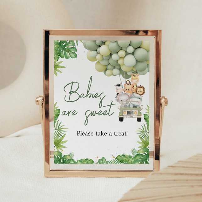 Oh Pojke Djungelsafari Dopp Babys är söta skylt (Safari Animals Baby Shower Sign)