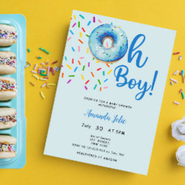 Oh Pojke Donut Theme Baby Shower Inbjudningar