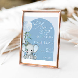 Oh Pojke Elefant Pojke Ballong Baby Shower Välkomm Poster