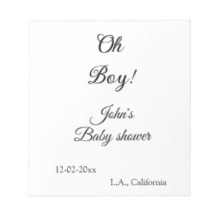 oh pojke flicka baby shower lägg till namn datum å anteckningsblock