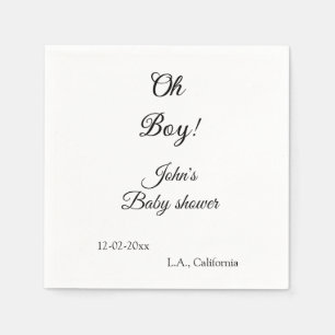 oh pojke flicka baby shower lägg till namn datum å pappersservett