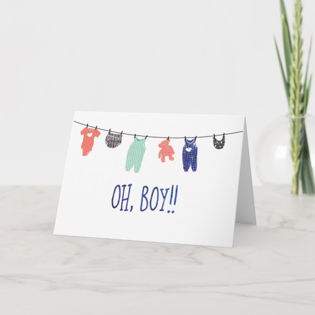 Oh pojke! | grattis på bebishälsningkort kort (Framsida)