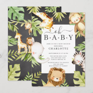 Oh Pojke Jungle Baby Shower-inbjudan Inbjudningar