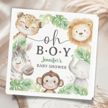 Oh Pojke Jungle Baby Shower Safari Djur Papper