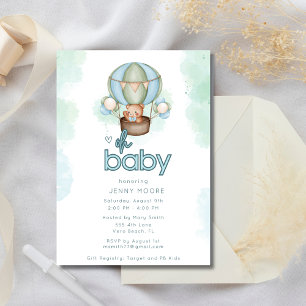 Oh Pojke Luftballong Baby Shower-inbjudan Inbjudningar