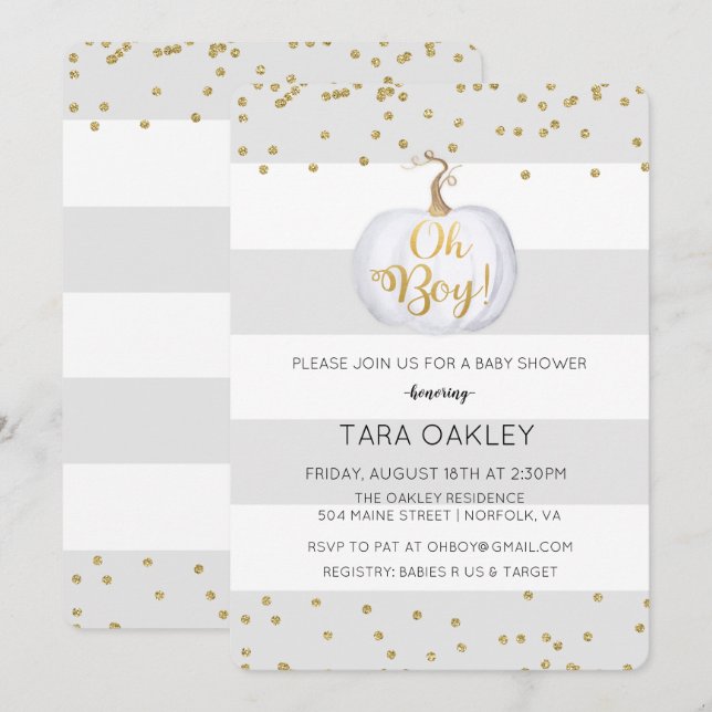 Oh Pojke Pumpa Glitter Baby Shower Inbjudan (Fram/baksida)