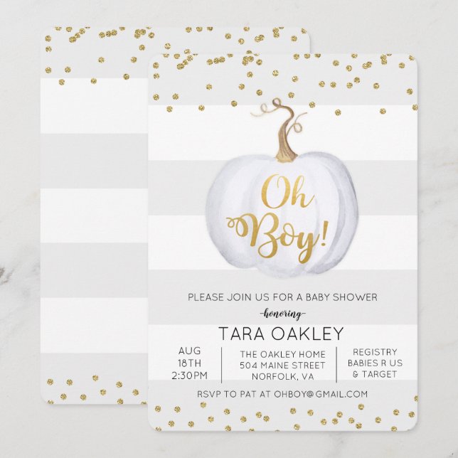 Oh Pojke Pumpa Glitter Baby Shower Inbjudan (Fram/baksida)