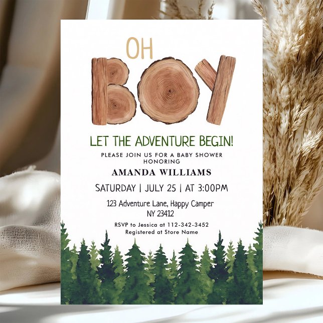Oh Pojke Rustik Skogsäventyr Baby Shower Inbjudningar (Skapare uppladdad)