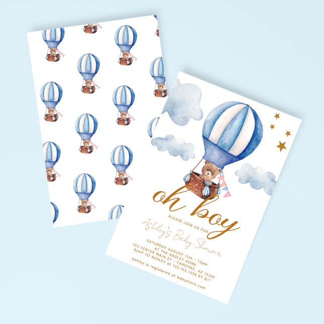 Oh Pojke Teddybjörn Baby Shower Inbjudningar (Skapare uppladdad)