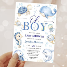 Oh Pojke Under The Sea Ocean Baby Shower Inbjudan
