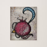 Oh Pomegranate Jigszle Puzzle Pussel<br><div class="desc">Åh Pomegranat har en granatfrukt över en texturerad,  tryckt manlig bakgrund med hårda virvlar.</div>