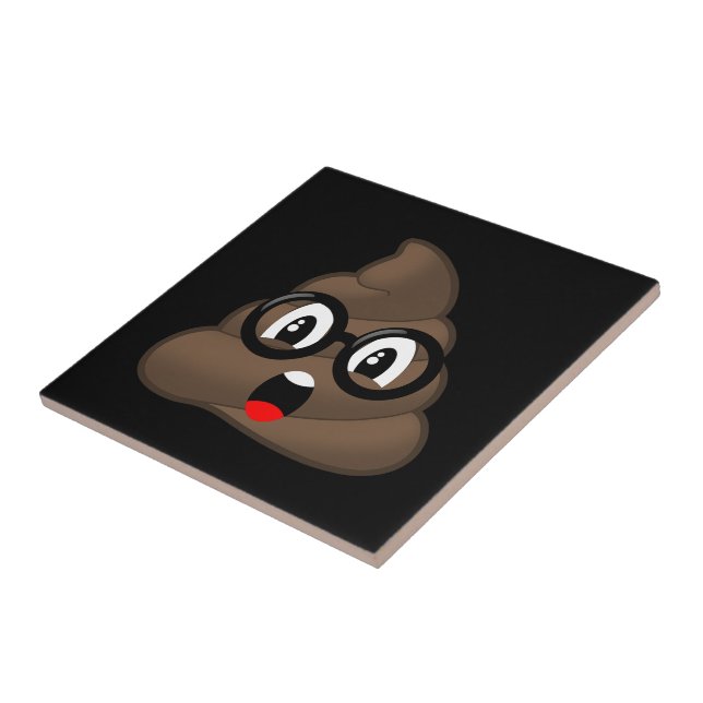 Oh Poop Emoji w/Glasses Kakelplatta (Sidan)