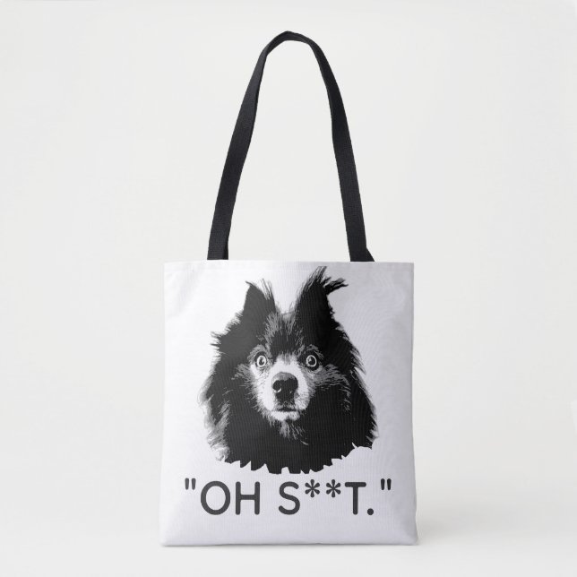"OH S**T" Funny Pom Tote Tygkasse (Framsida)