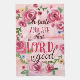 Oh ser smak och att 34:8 för Lord Vara Bra Psalm Kökshandduk