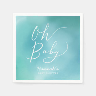 Oh skrivar typografi för babykrickablått baby pappersservett