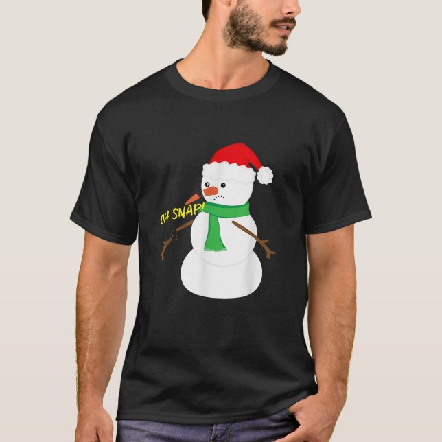 Oh Snap Broken Nose Arm Snögubbe jul T Shirt (Framsida)