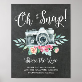 Oh Snap Camera Hashtag Bröllop Sign Poster