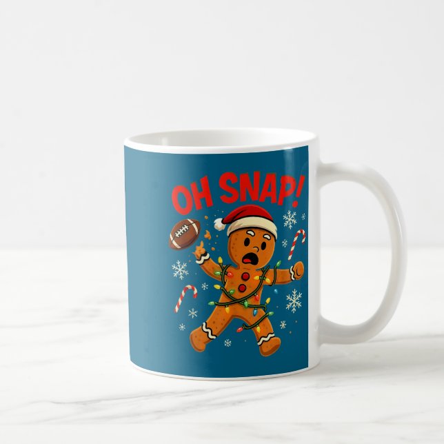 Oh Snap Christmas Gingerbread Funny Football Light Kaffemugg (Höger)