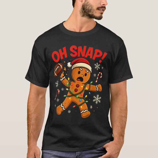 Oh Snap Christmas Gingerbread Funny Football Light T Shirt (Framsida)