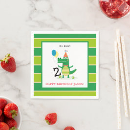 Oh Snap Cute Alligator in Swamp Barns födelsedag Pappersservett