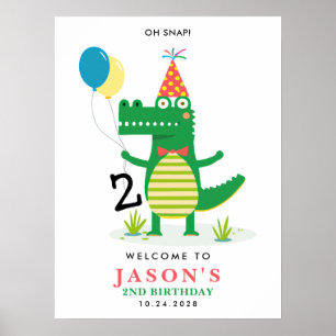 Oh Snap Cute Alligator in Swamp Barns födelsedag S Poster