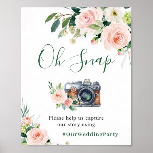Oh Snap Elegant Rosa Flowers Bröllop Poster