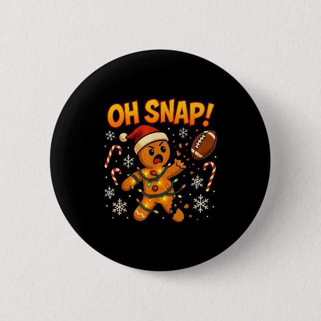 Oh Snap Funny Gingerbread Football Christmas Light Knapp (Framsida)
