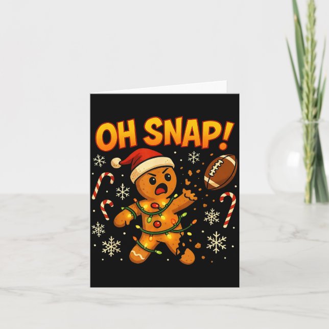 Oh Snap Funny Gingerbread Football Christmas Light Kort (Framsida)