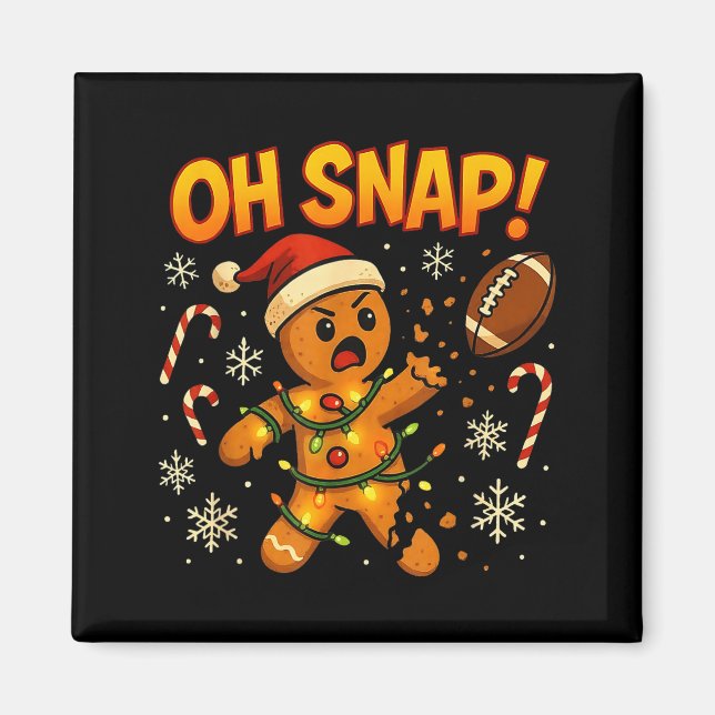 Oh Snap Funny Gingerbread Football Christmas Light Magnet (Framsidan)