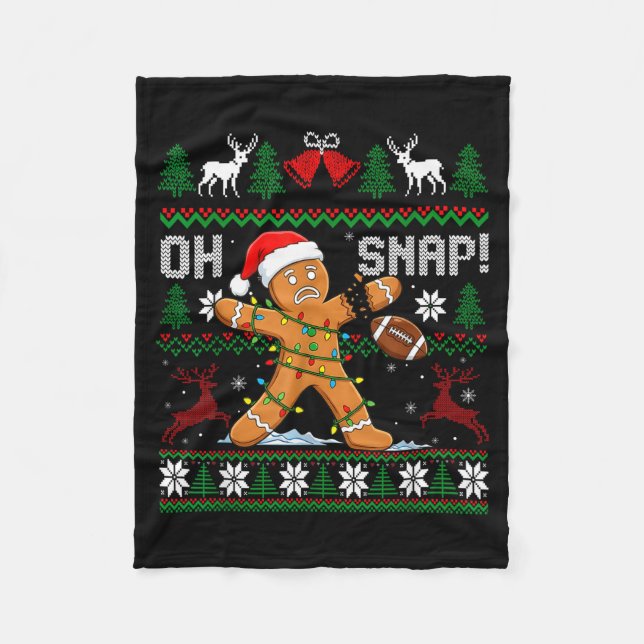 Oh Snap Funny Gingerbread Man Football Christmas P Fleecefilt (Framsidan)