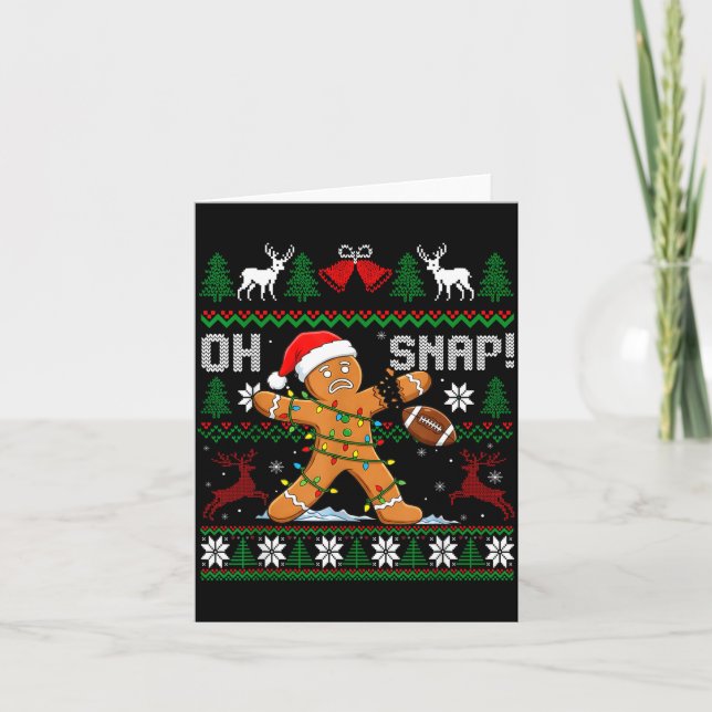 Oh Snap Funny Gingerbread Man Football Christmas P Kort (Framsida)