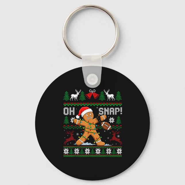 Oh Snap Funny Gingerbread Man Football Christmas P Nyckelring (Framsida)