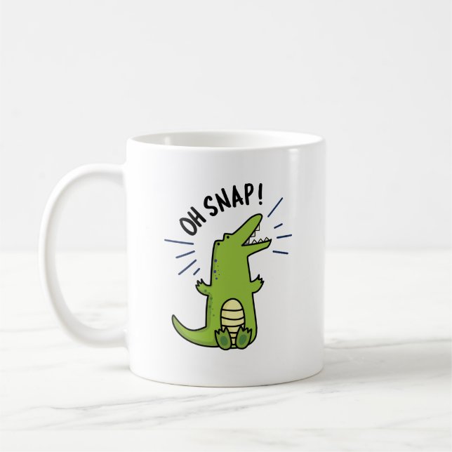 Oh Snap Funny Snapping Crokodile Pun Kaffemugg (Vänster)