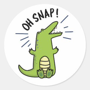 Oh Snap Funny Snapping Crokodile Pun Runt Klistermärke