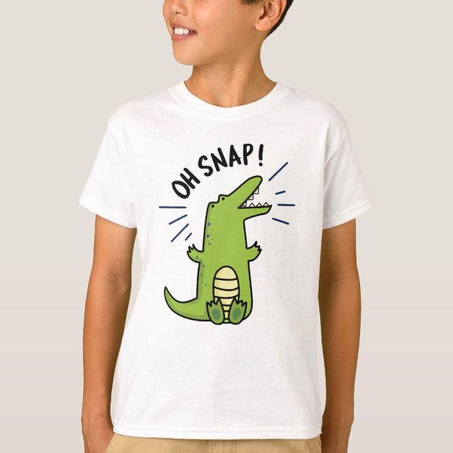Oh Snap Funny Snapping Crokodile Pun T Shirt (Framsida)