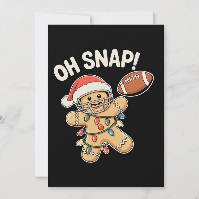 Oh Snap Gingerbread Football Christmas Xmas Sports Julkort (Framsida)