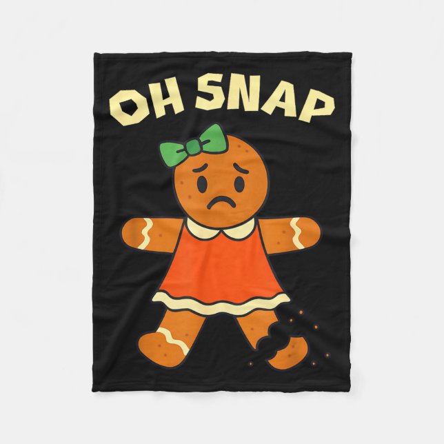 Oh Snap, Gingerbread Girl Cookie, Broken Leg, Funn Fleecefilt (Framsidan)