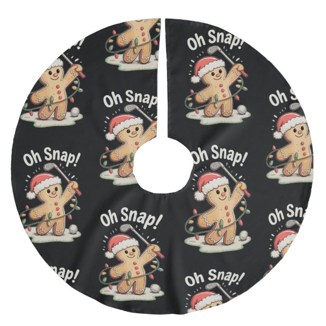 Oh Snap Gingerbread Golf Golfer Golfing Christmas Julgransmatta Borstad Polyester (Framsidan)
