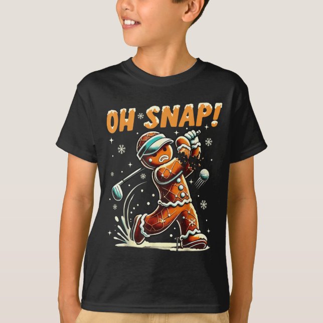 Oh Snap Gingerbread Golfer Golf Christmas Golfing  T Shirt (Framsida)