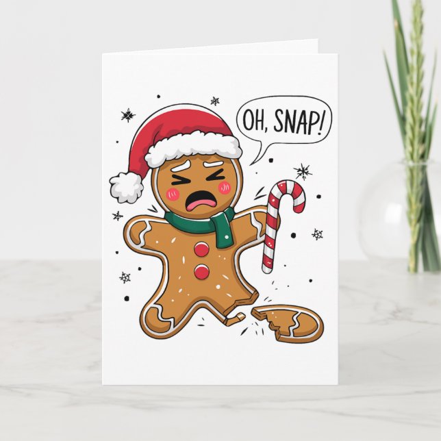 Oh Snap Gingerbread Man Cute Christmas Cookie King Kort (Framsida)