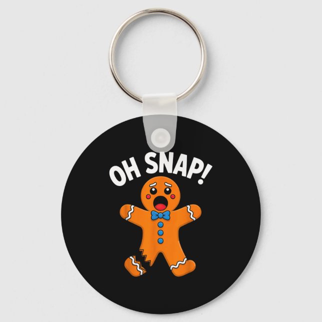 Oh Snap Gingerbread Man Xmas Boys Girls Kids Adult Nyckelring (Framsida)
