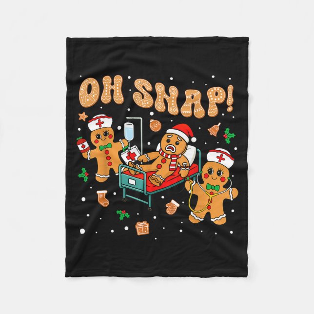 Oh Snap Gingerbread Nurse Funny Nursing Christmas  Fleecefilt (Framsidan)